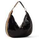 Borbonese Hobo Bag Oyster Large Nero/OP Naturale 923739I11X80