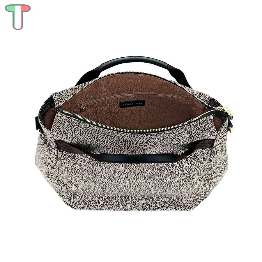 Borbonese Borsa a Mano Medium in Jet OP Naturale/Marrone 934416X96W45