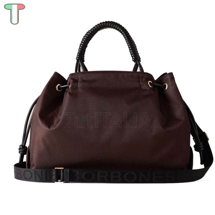 Borbonese Tote Horseback Large Testa Moro/Nero 924864I15U40