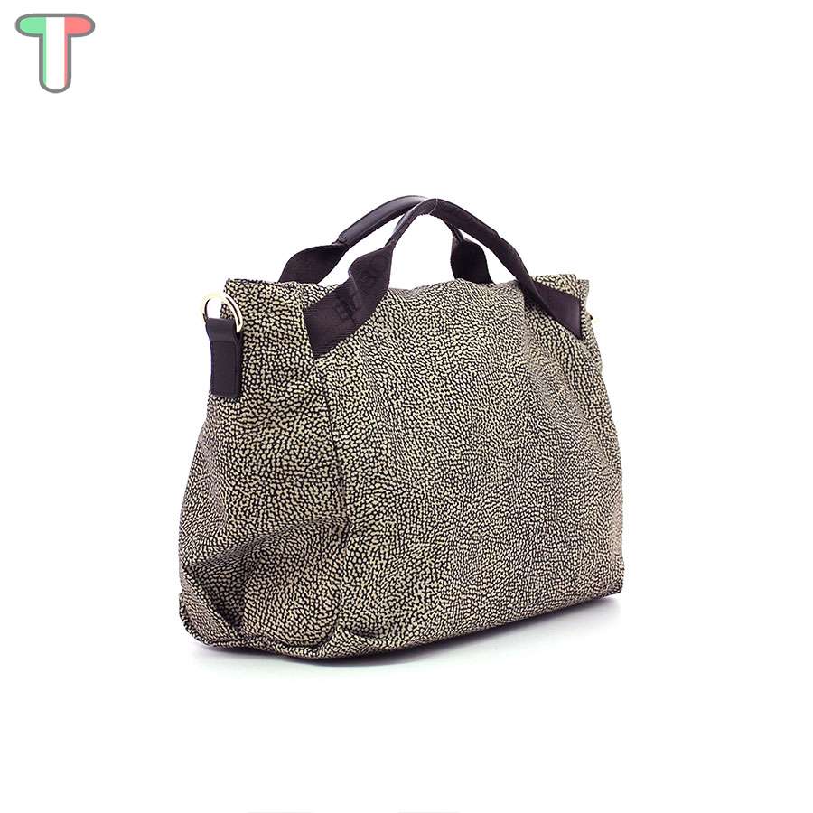 Borbonese Borsa a Mano Medium in Jet OP Naturale/Marrone 934416X96W45